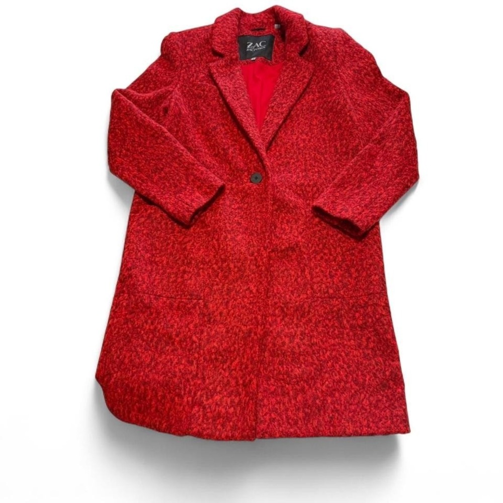 Zac Posen Red‎ Textured Wool-Blend Coat – Size M